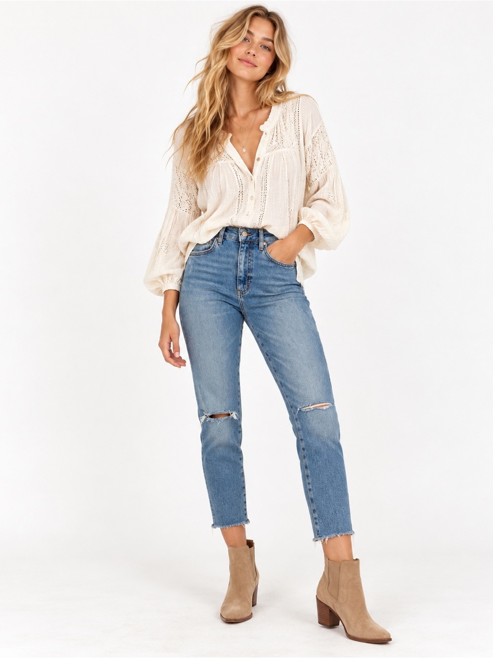 Free People We The Free Twenty-Nine Distressed Raw Hem Jeans 29